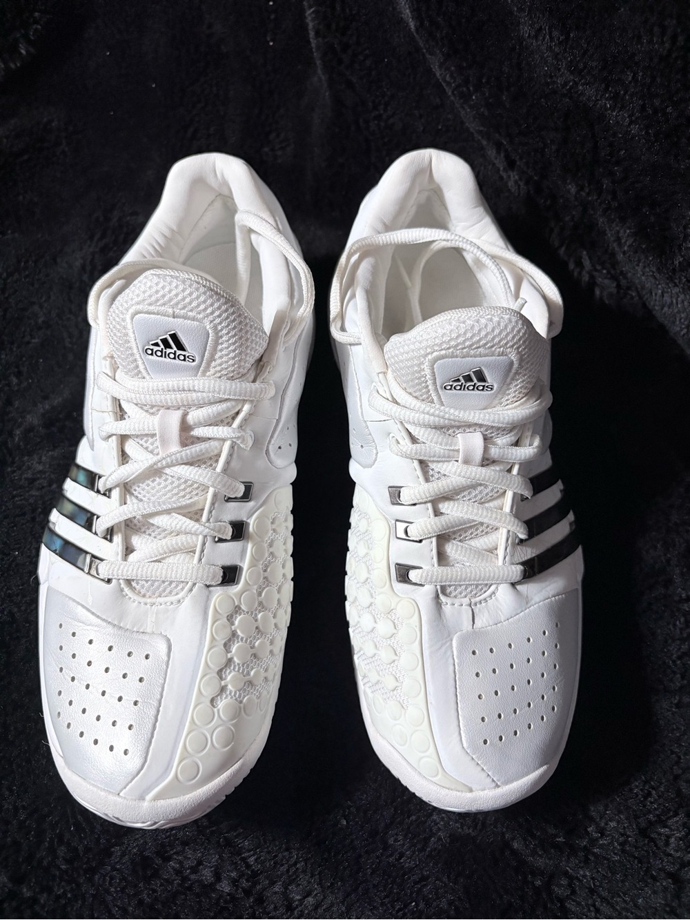 Adidas Barricade Classic Bounce Tennis Shoes White Metallic Silver Size 6